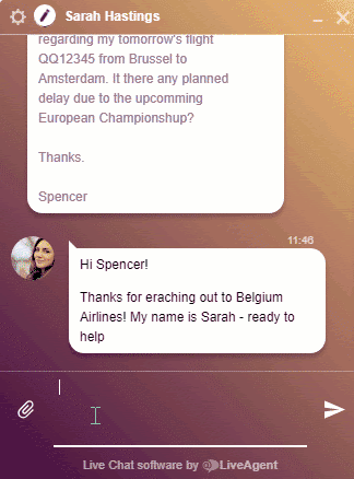 Example of live chat support