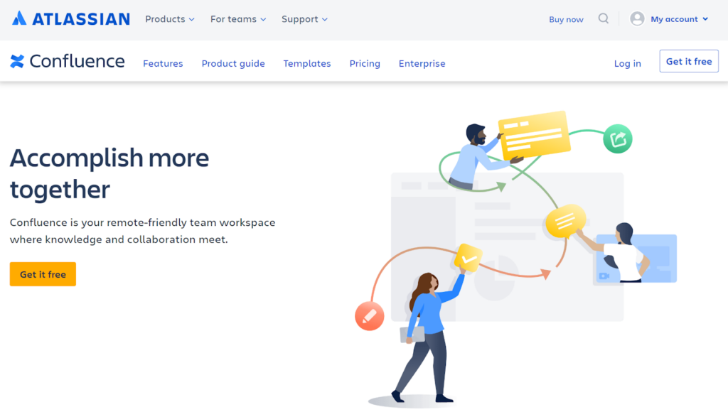 Elegant bilde av Confluence-programvarens startskjerm