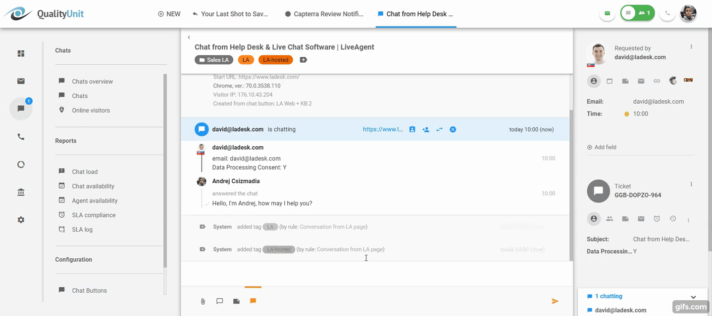 Sanntidsvisning av skriving i aksjon