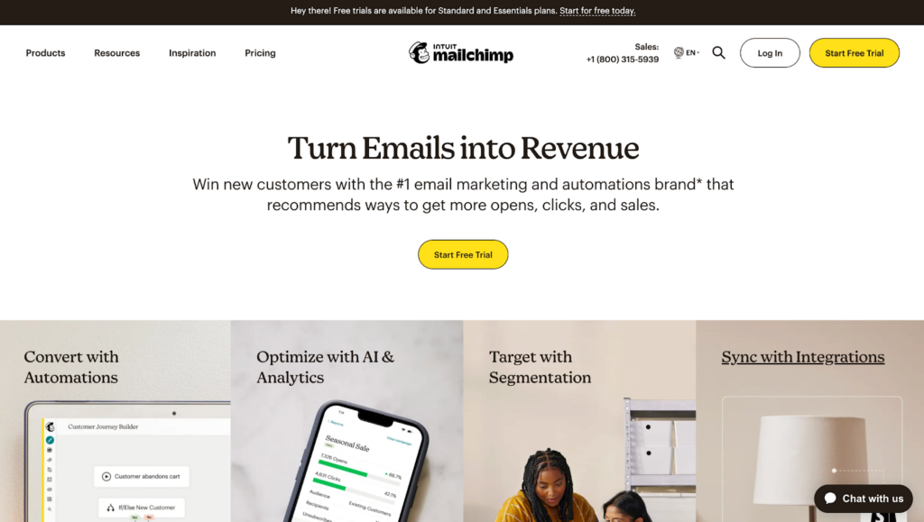 Mailchimp hjemmeside, allsidig e-postbehandlingssystem for e-postmarkedsføring
