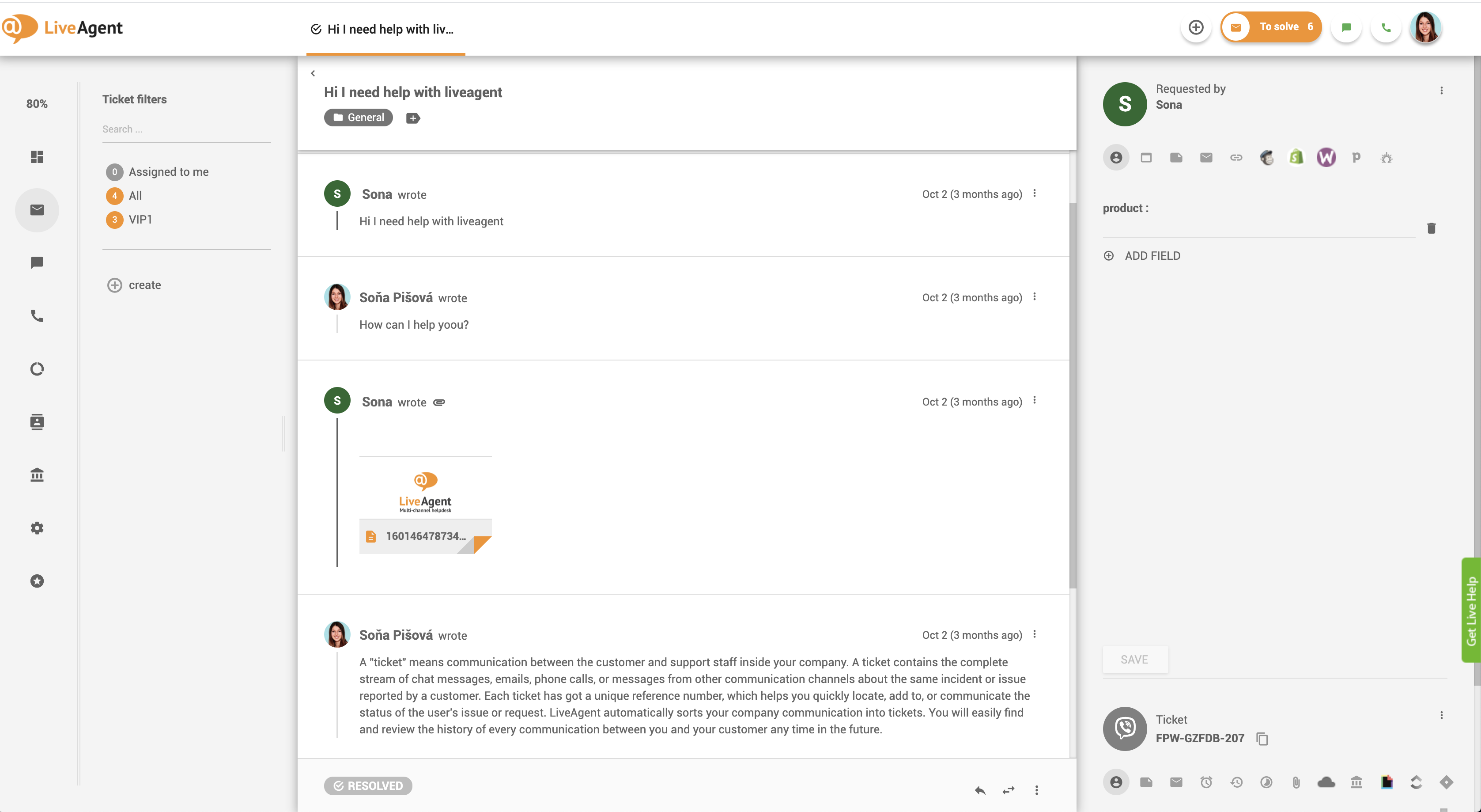 Viber-meldinger i LiveAgent-dashbordet
