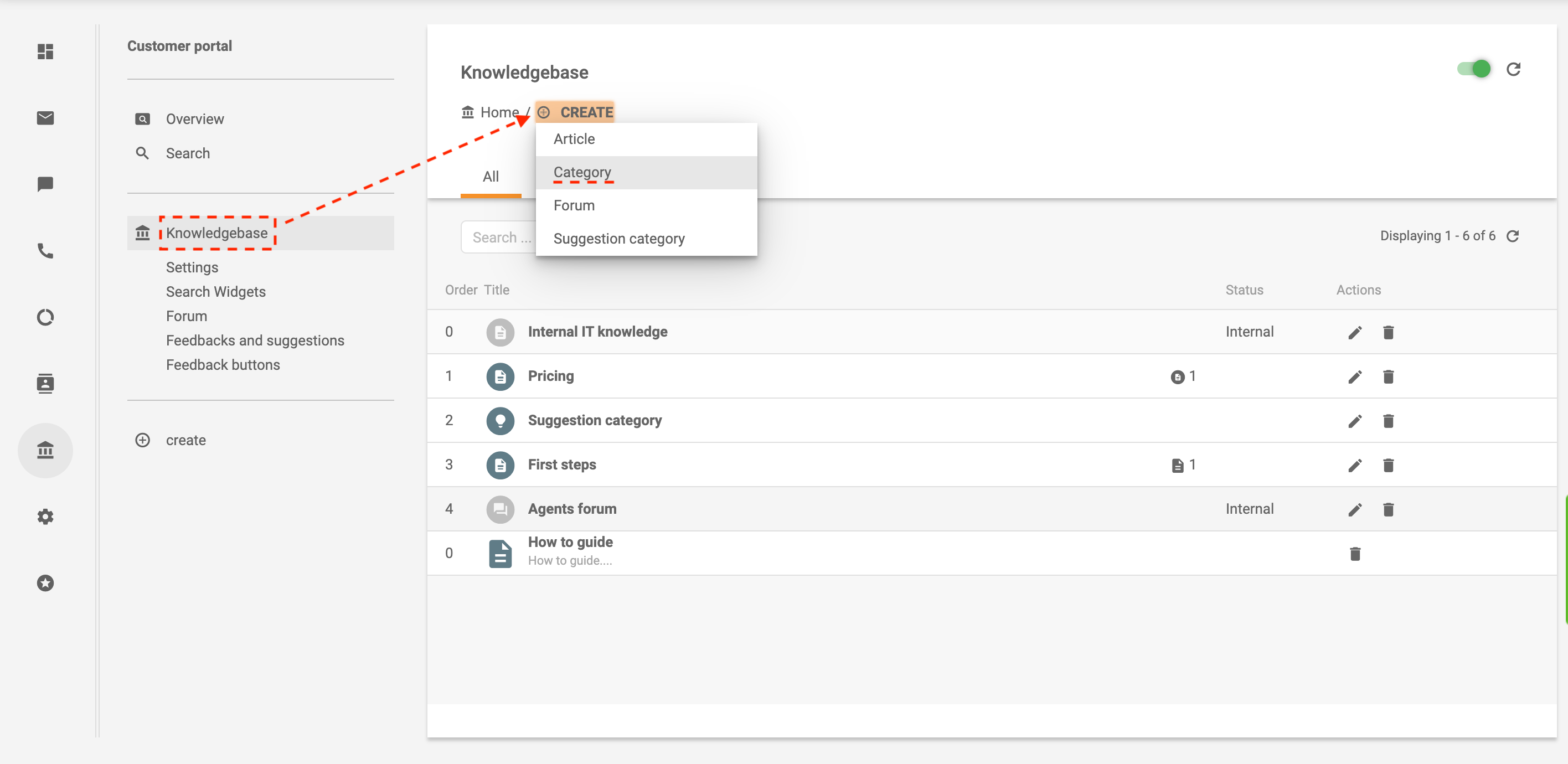 Opprett kategori i LiveAgent