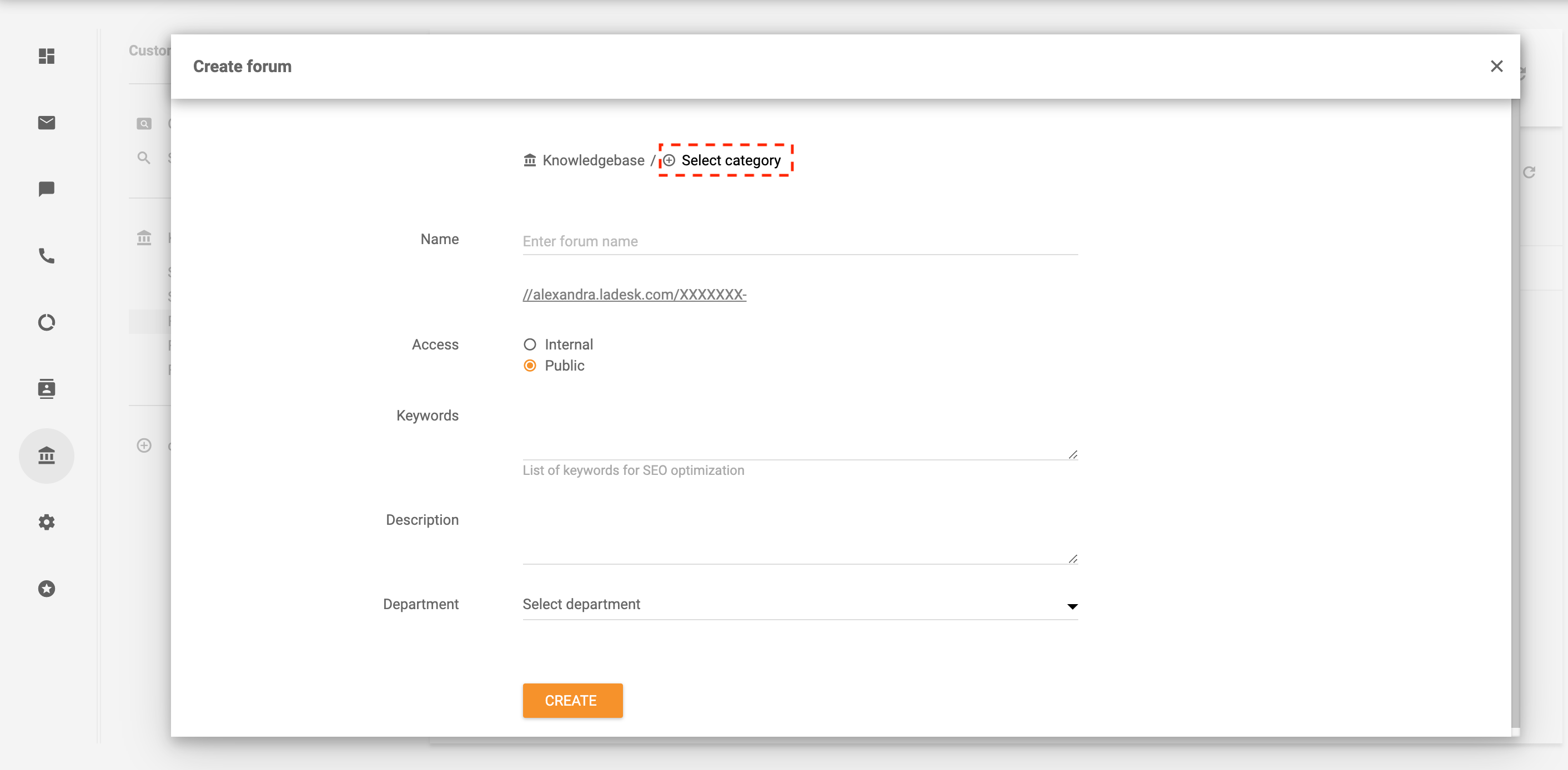 Velg kategori for kundeforum
