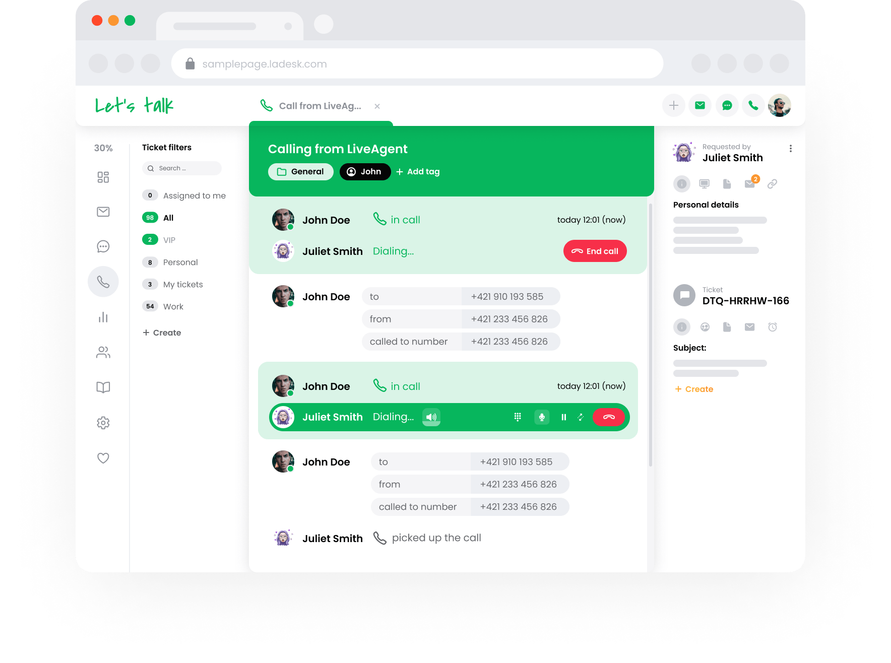 Utgående call center i LiveAgent