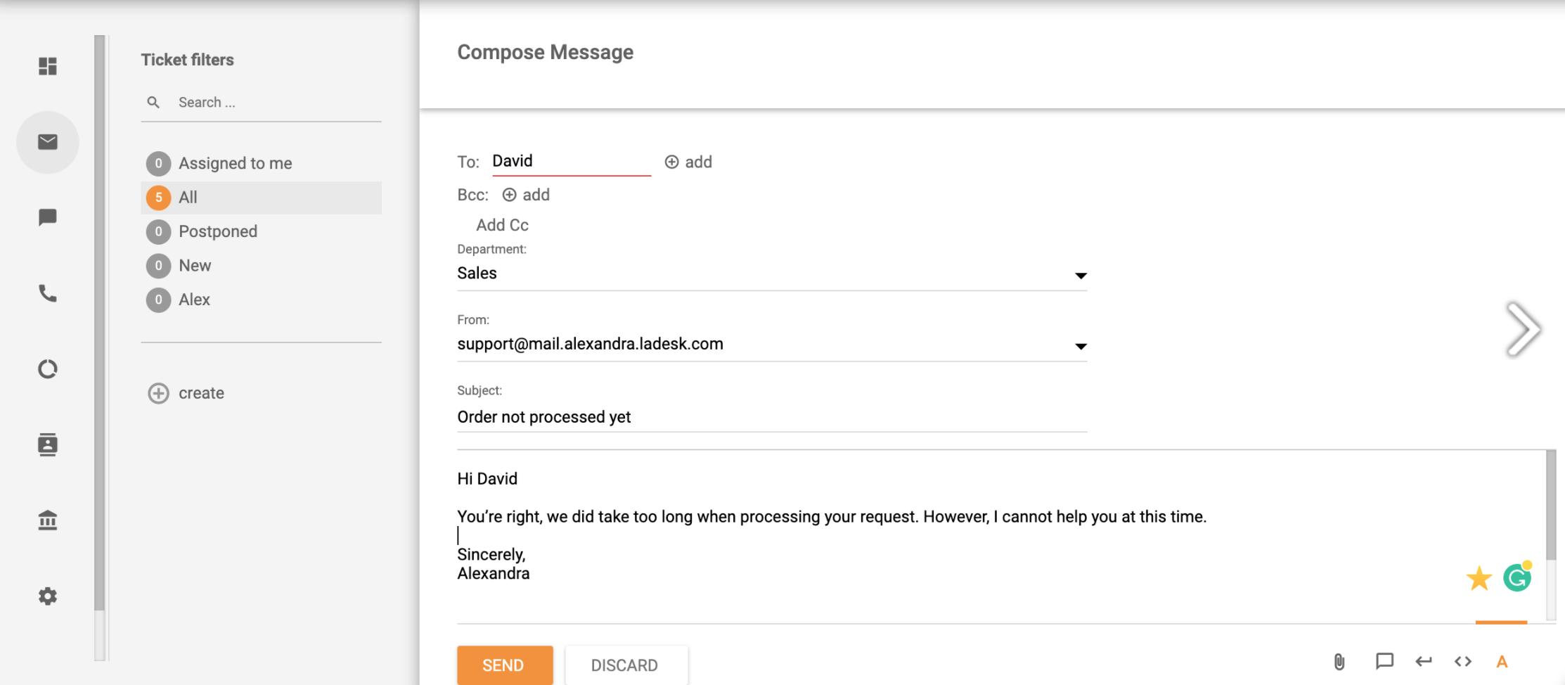 Billettieringssystem skriv en ny melding