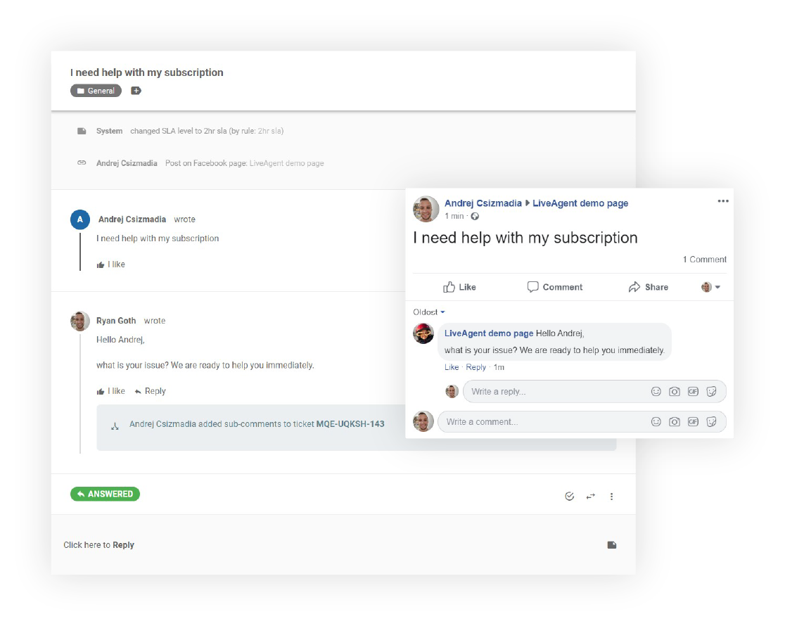 Kundeservice på sosiale medier på Facebook