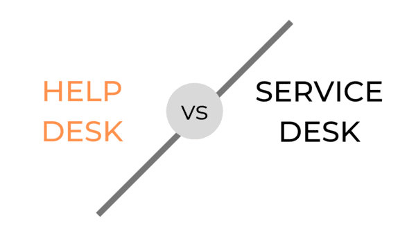 Illustration of help desk vs service desk