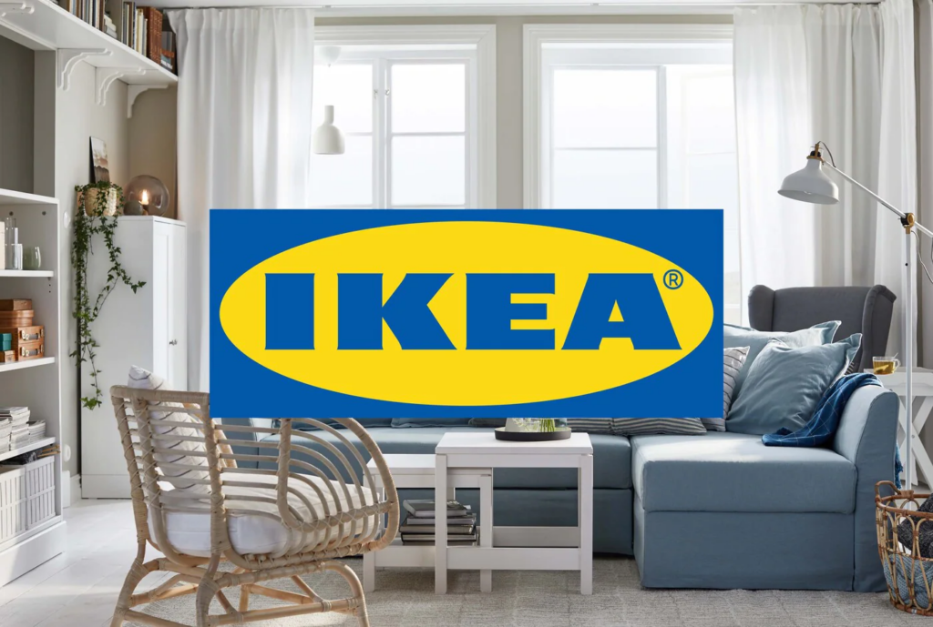 Bilde av Ikeas logo som viser også møblene deres