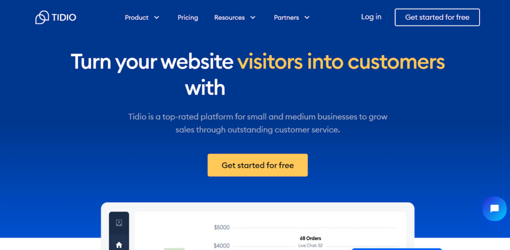 Tidio-hjemmeside