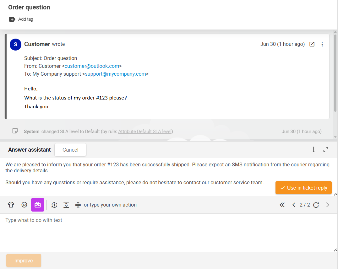 Oversikt over LiveAgent AI Answer Assistant-funksjon