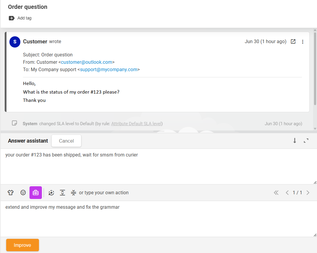 LiveAgent AI Answer Assistant-funksjon