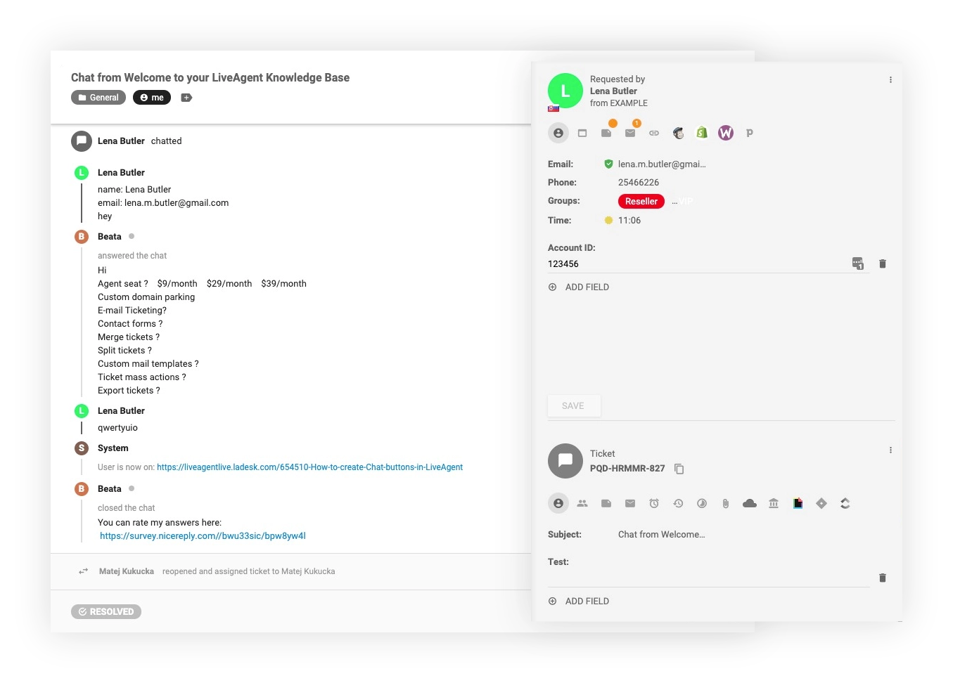 CRM-integrasjon i LiveAgent