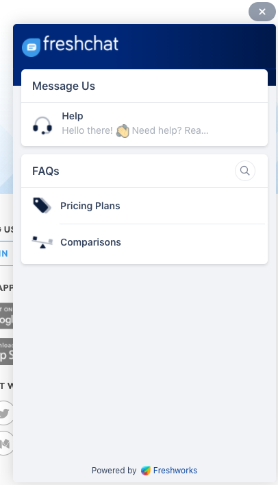 FreshChat live chat-vindu