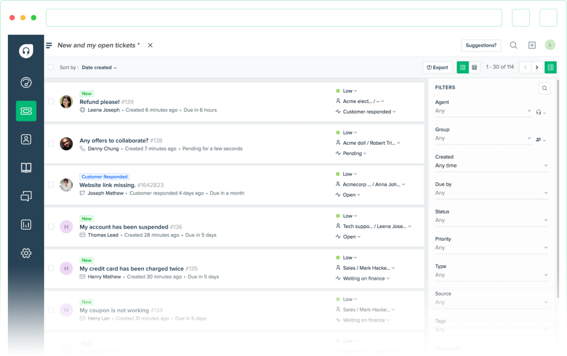 FreshDesk åpne billetter