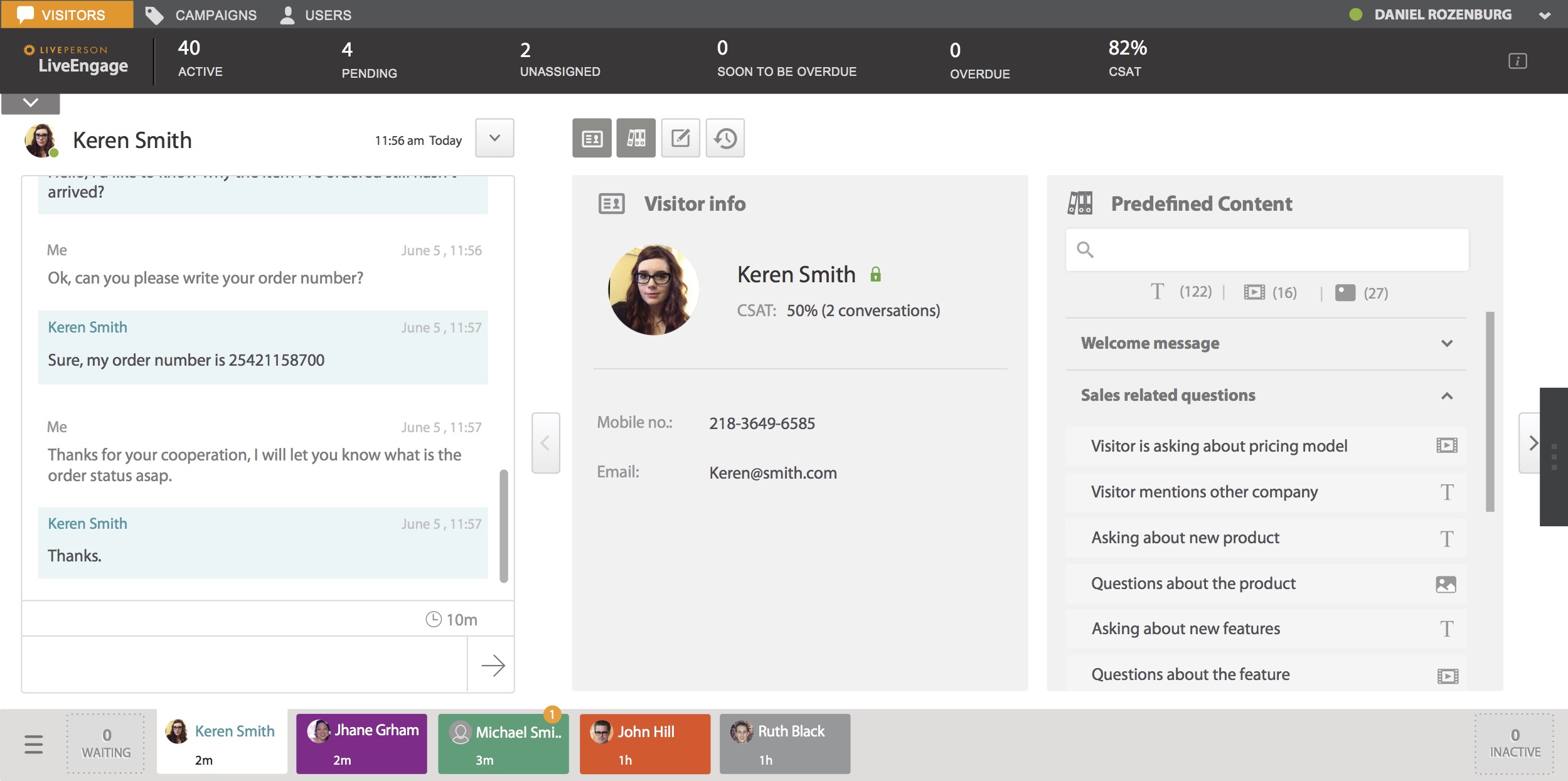 LivePerson pågående chat-vindu