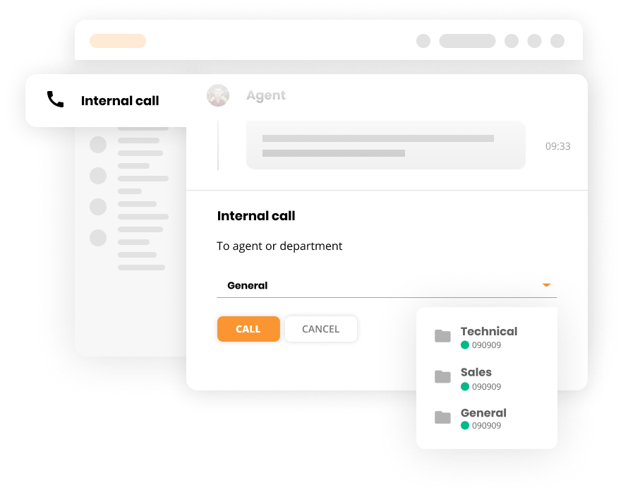 Internal calls in LiveAgent's call center software