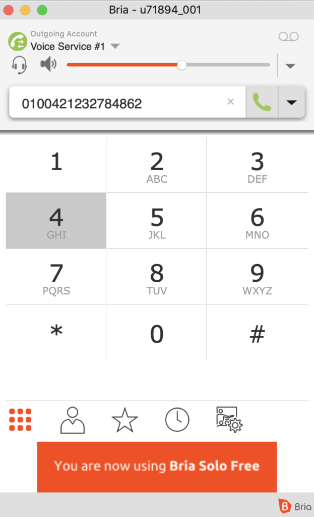 Bria gratis softphone-grensesnitt