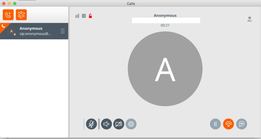 Linphone softphone-melding
