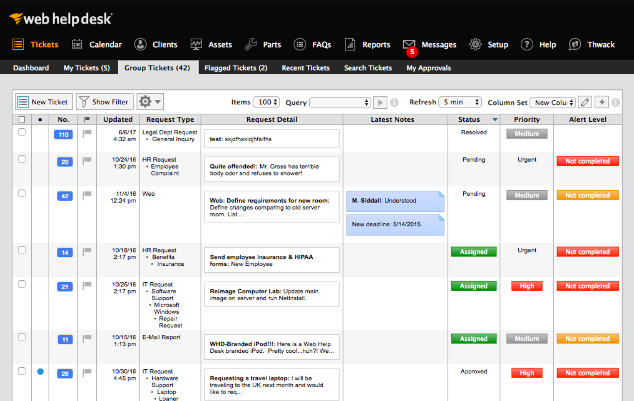 SolarWinds Service Desk billettene