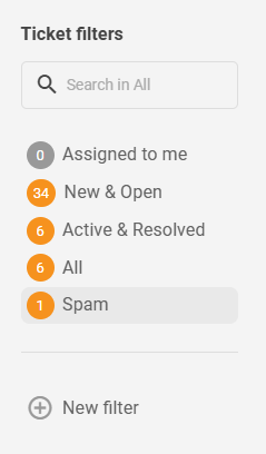 Omarbeidet standard billettfiltre LiveAgent