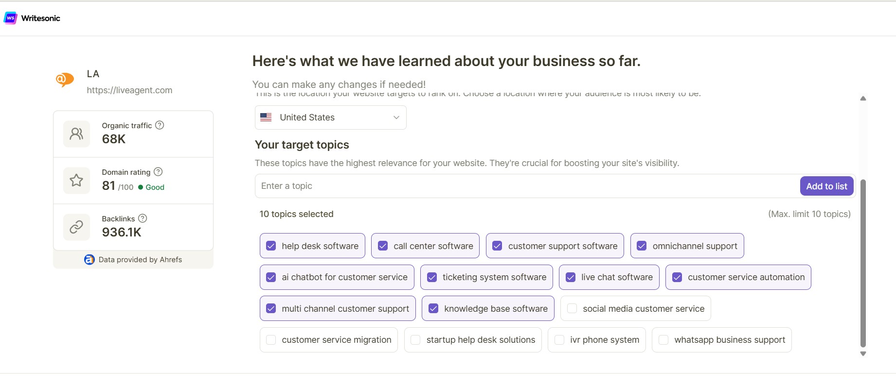Writesonic AI-nettsted SEO-revisjonsøversikt
