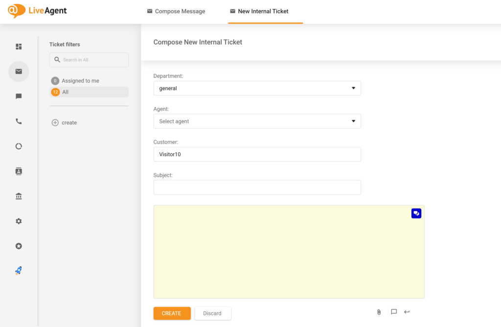 Et bilde som viser det gamle feltnavnet Agent, som ble erstattet av Tilordne til agent i ny LiveAgent-oppdatering