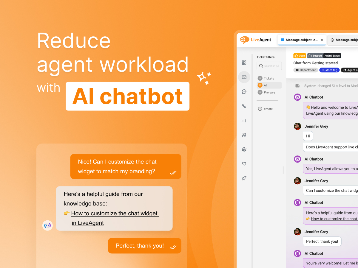LiveAgent AI Chatbot-grensesnittskjermbilde