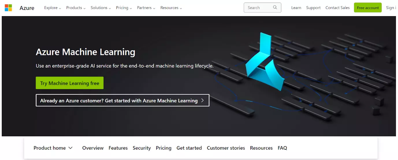 Azure Machine Learning Studio hjemmeside