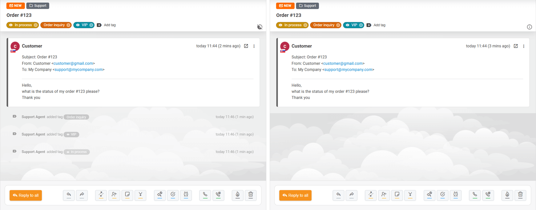 Mulighet til å skjule systemmeldinger i en billett