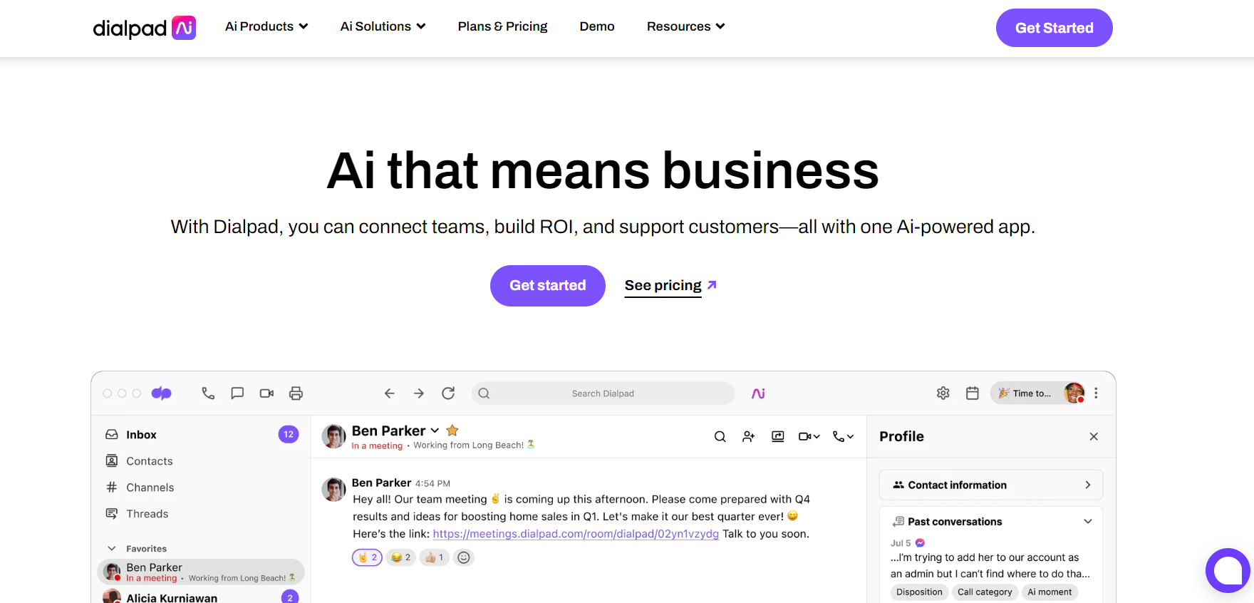Dialpad call center-programvare hjemmeside