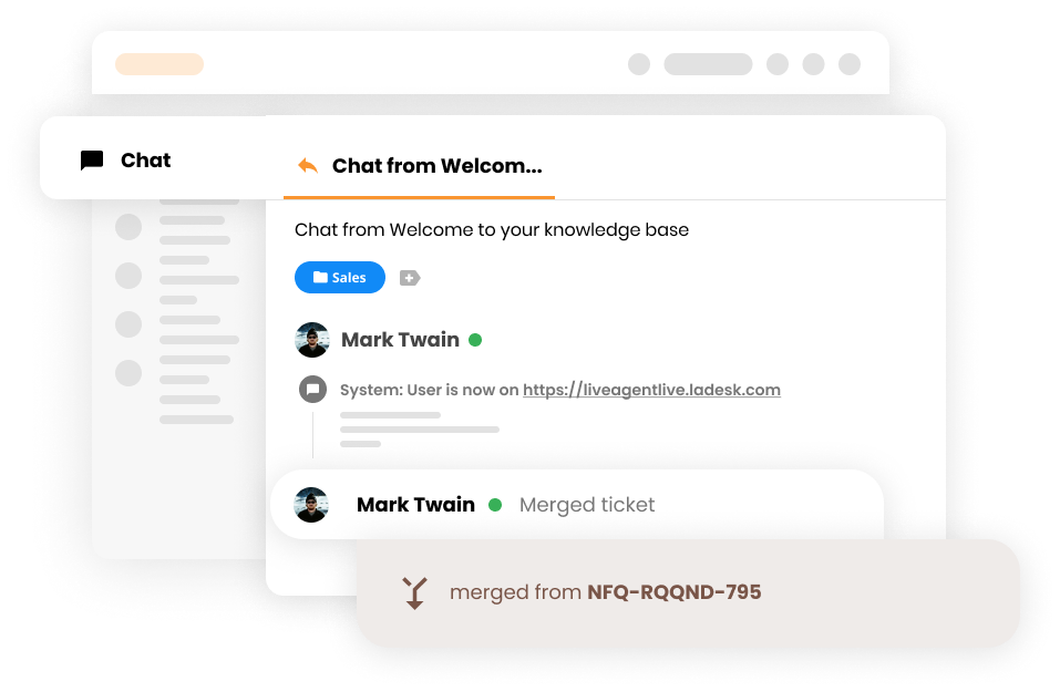 Visualisering av sammenslåingsfunksjonen i LiveAgent