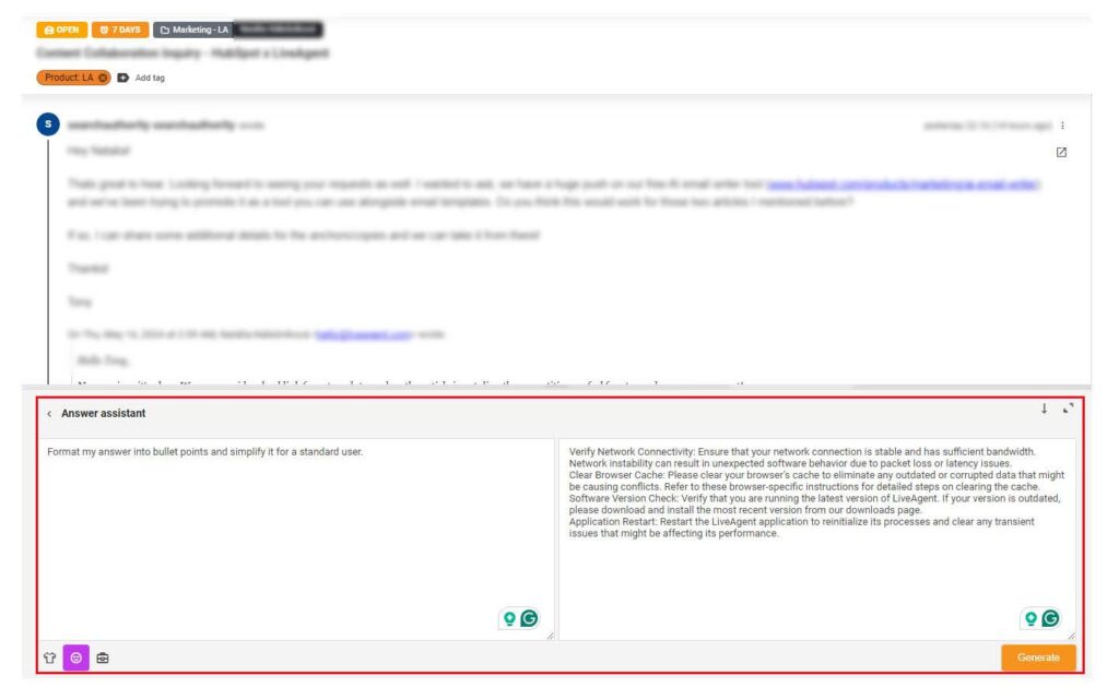 Bilde som viser det tilpassede svar-assistentalternativet med en prompt og melding for å demonstrere denne assistenten