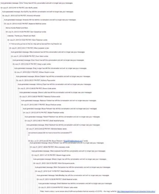 En lang og uorganisert e-postkjede.