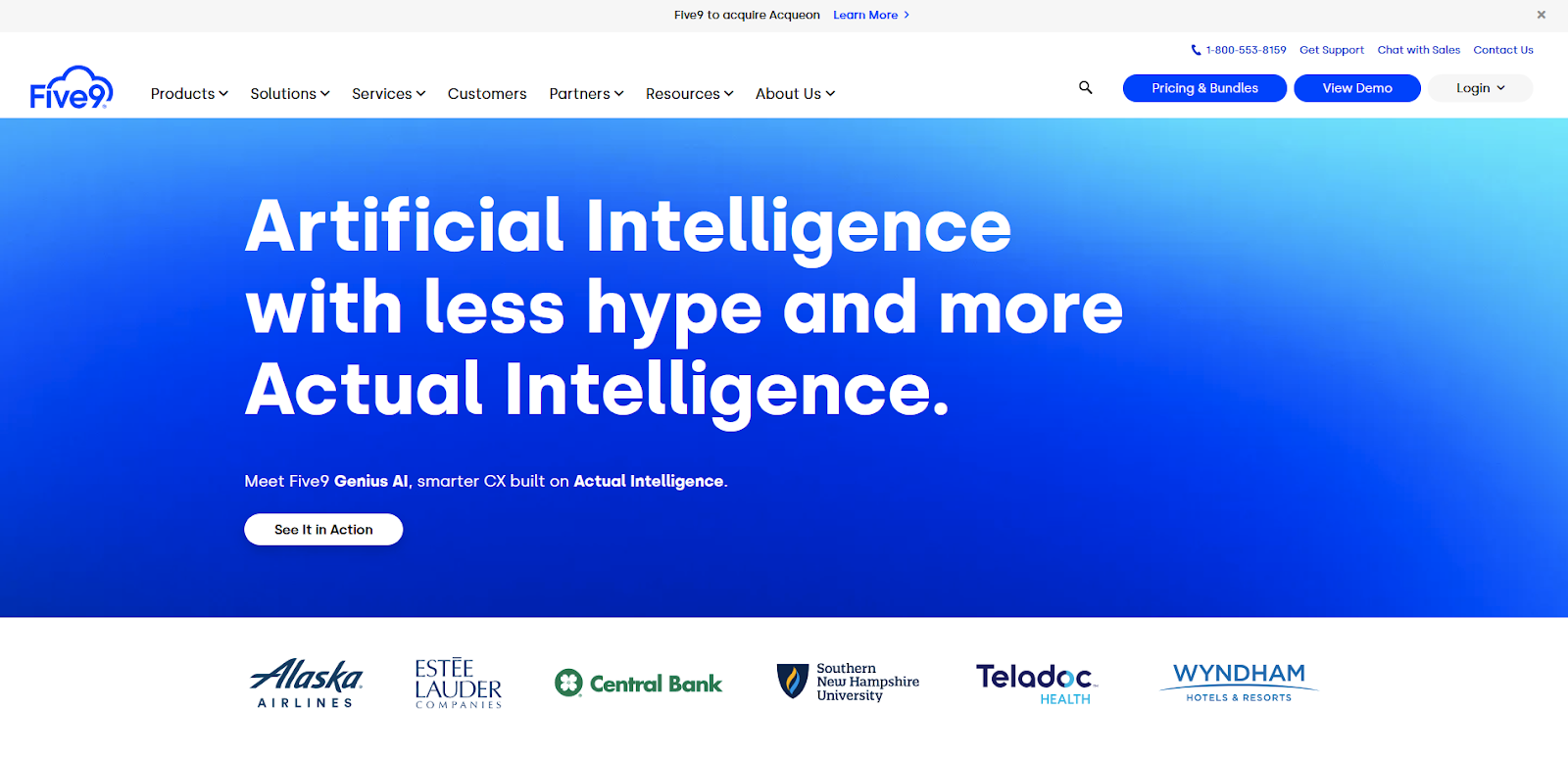 Five9 call center-programvare hjemmeside