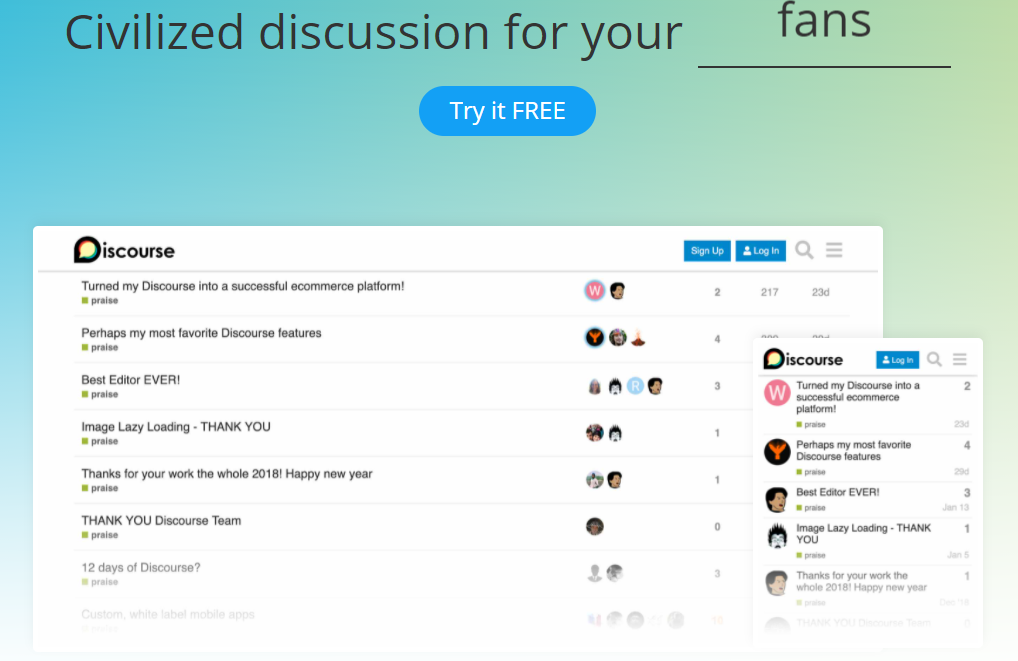 Discourse user interface
