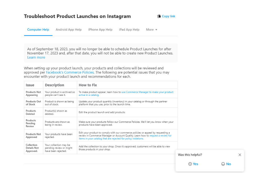 Instagrams feilsøking