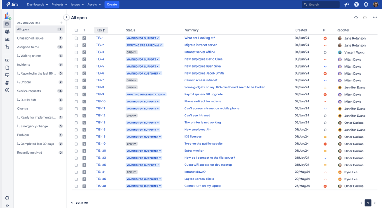 Jira Service Management gratisplan – billettkø i service desk