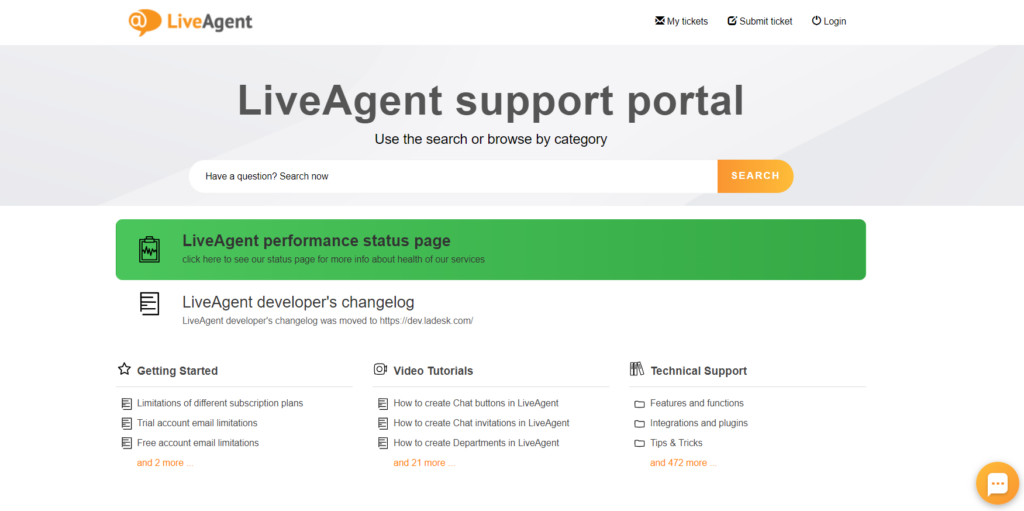 LiveAgent – support portal-side