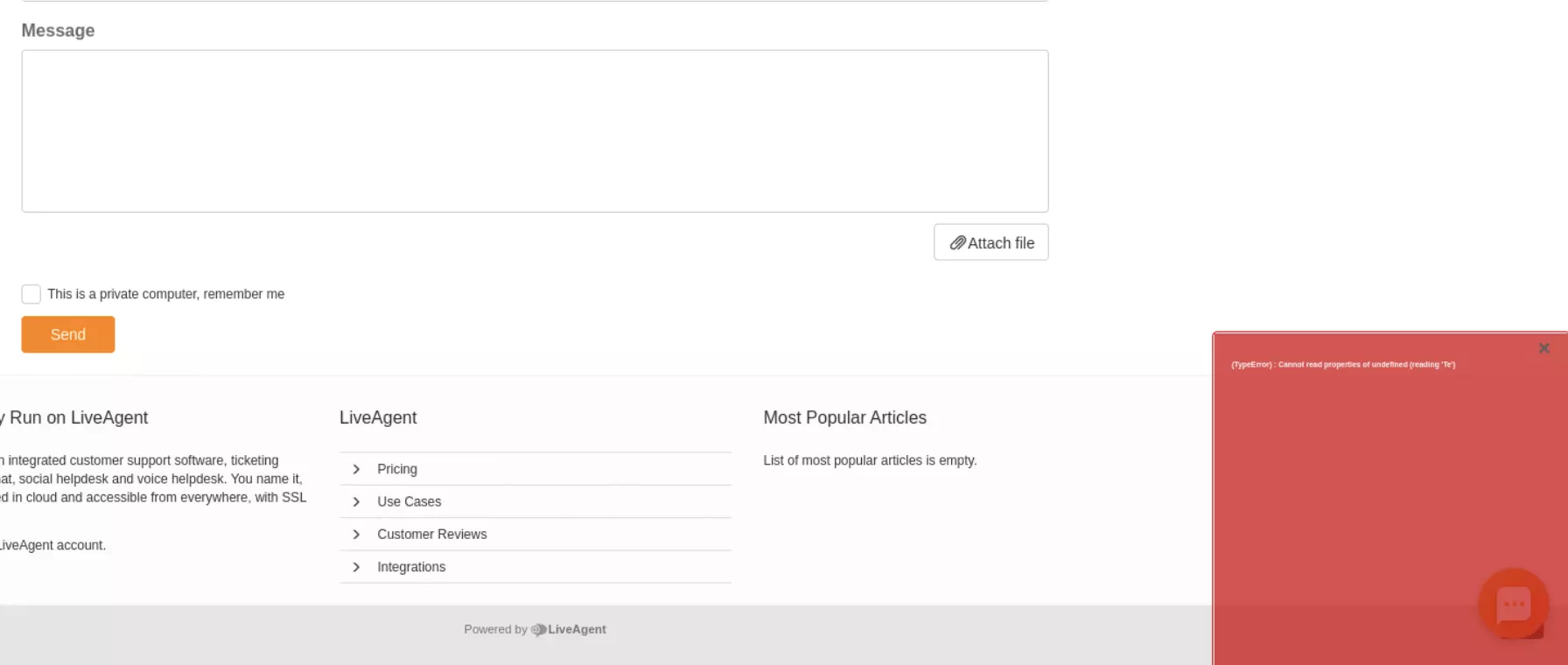 Et bilde som viser problemet med innsending av kunnskapsbasebilletter i tidligere versjoner av LiveAgent