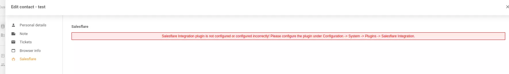Feilaktige meldinger i integrasjonskonfigurasjonen
