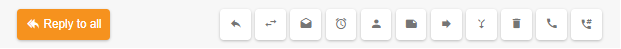 Svar til alle-knapp med tilleggsikonene for e-posthandlinger for videresending, sletting og andre funksjoner på LiveAgent-programvaren