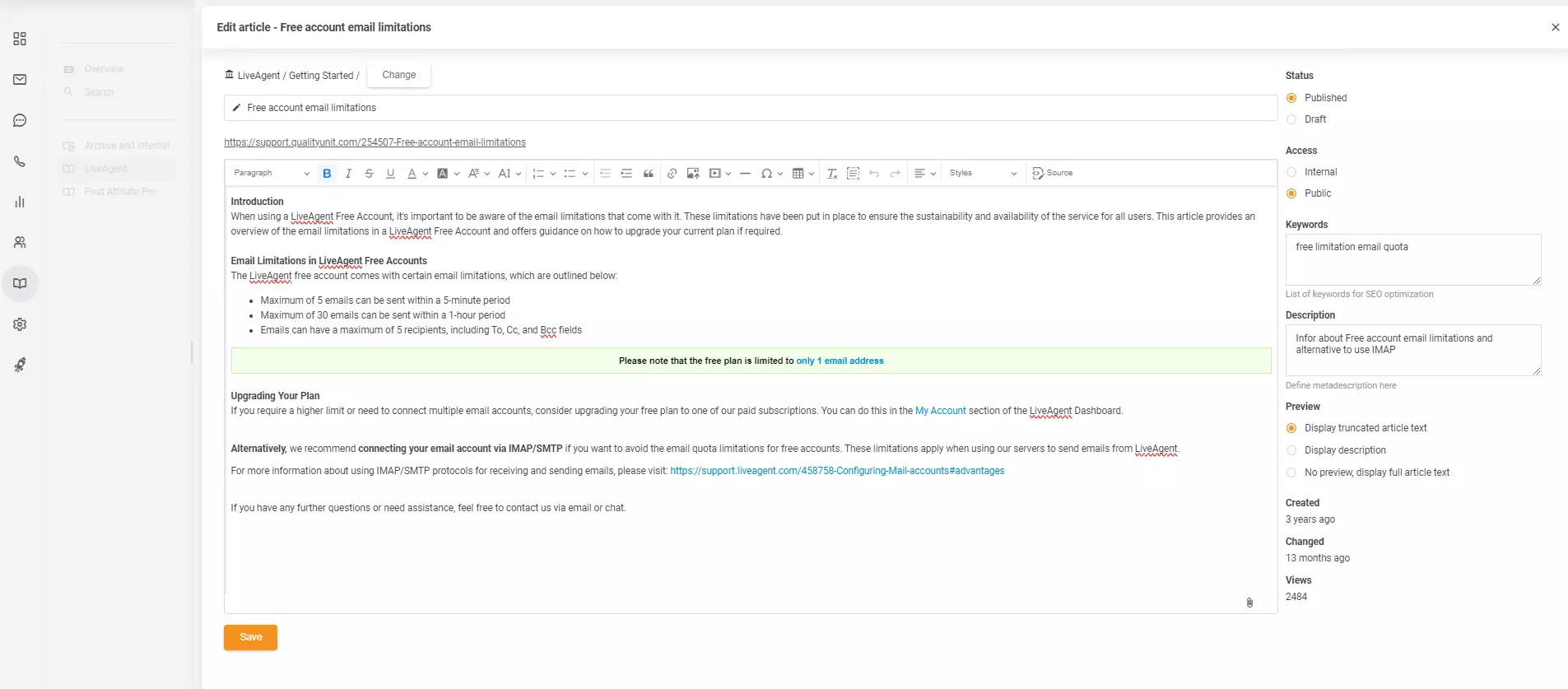 Artikkelredaktør i LiveAgent