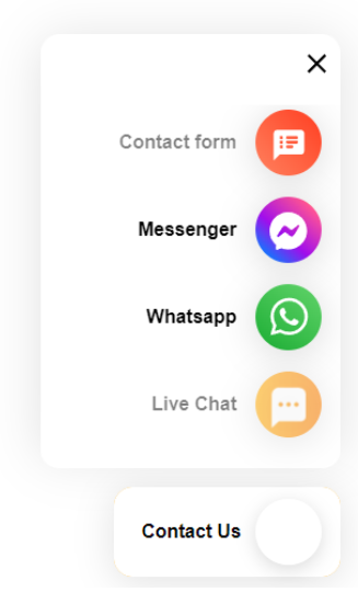 LiveAgent's Kontakt oss-knapp med flere kommunikasjonskanaler som gir tilgjengelig støtte