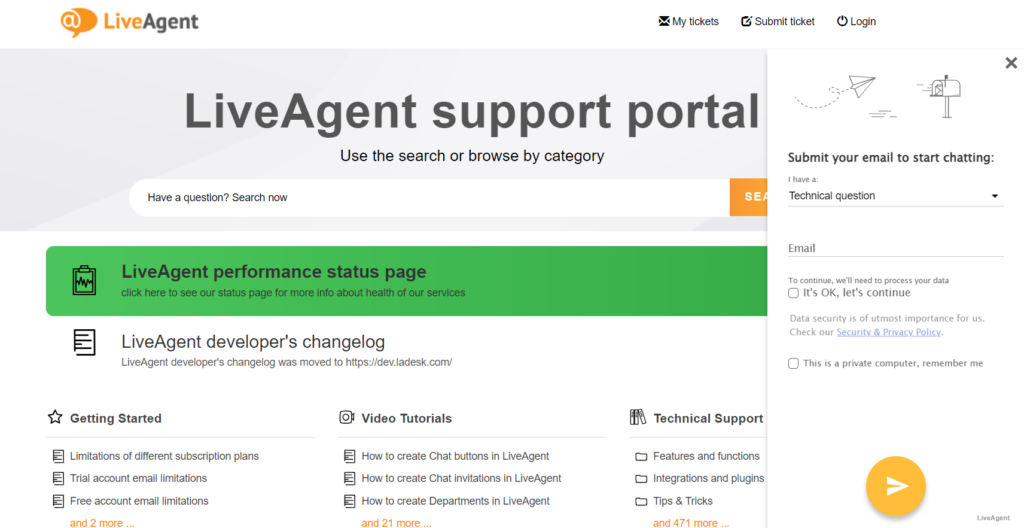 LiveAgent kunnskapsbase supportportal