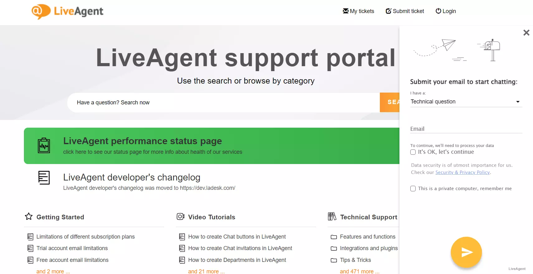 LiveAgent kunnskapsbase supportportal