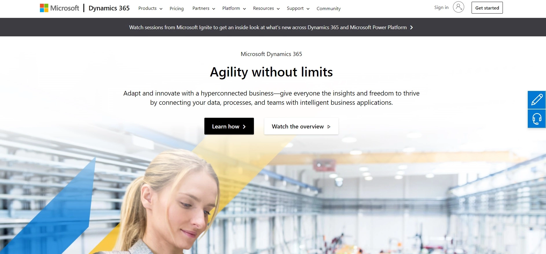 Microsoft Dynamics 365-hjemmeside