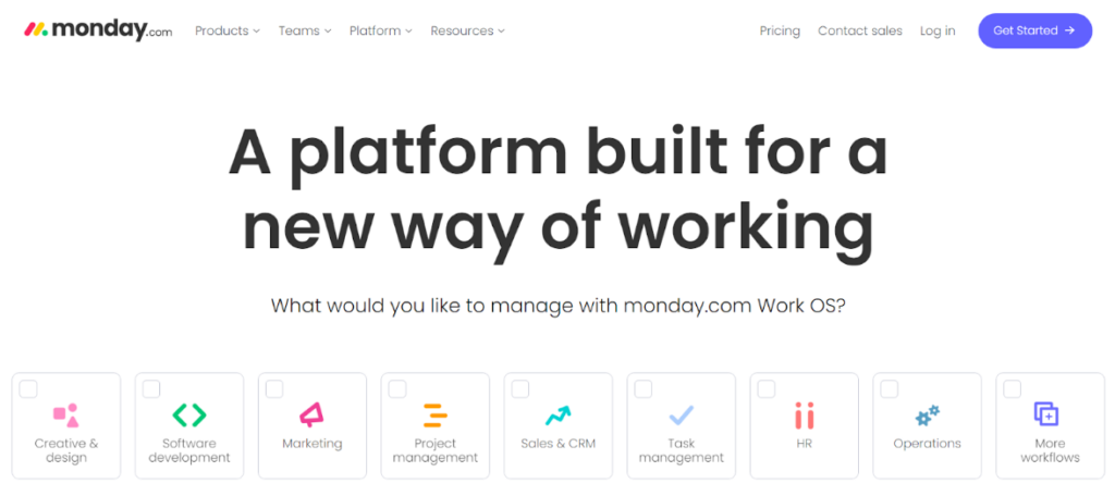 Monday.com hjemmeside