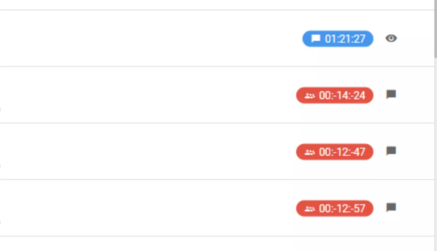 Et bilde som viser en feil med negative tidsverdier under chatsesjonene i tidligere versjoner av LiveAgent
