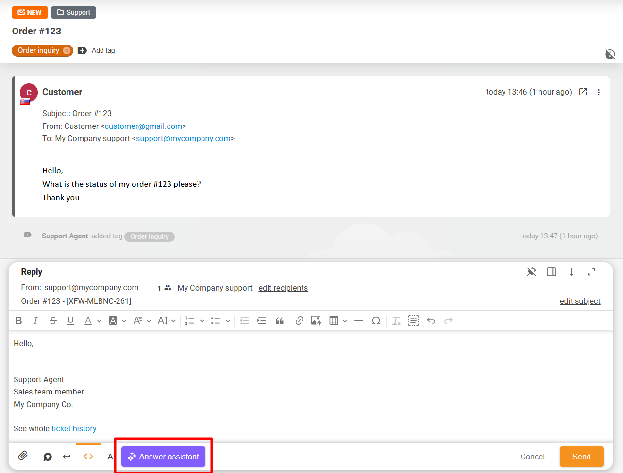 Nytt grensesnitt for AI Svarassistent