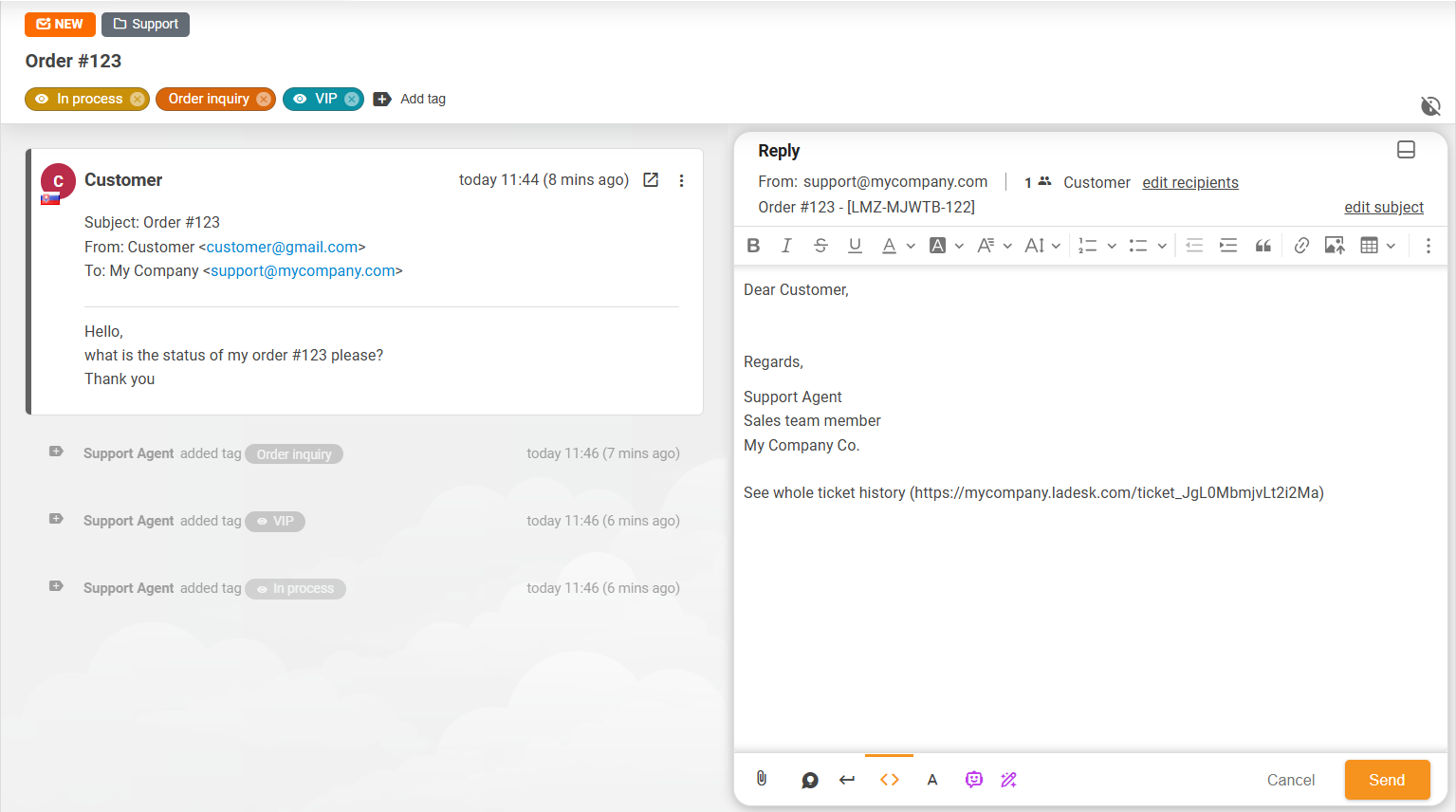 Ny layout av billetter i LiveAgent